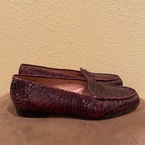 Ennesi Red Genuine Alligator Mens Slip On Loafers Size 12